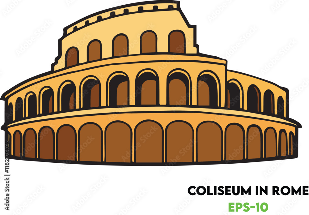Naklejka premium Coliseum in Rome, Italy | silhouette line art vector isolated on white background.