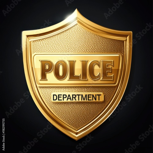 A gold police badge with embossed 