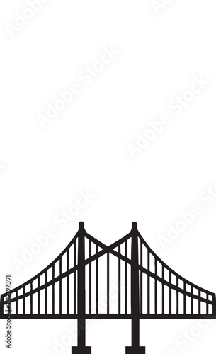 Benjamin Franklin Bridge silhouette vector isolated on white background.
