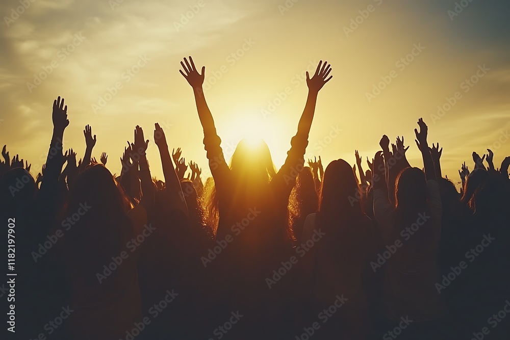 Fototapeta premium Sunset praise on a church rooftop
