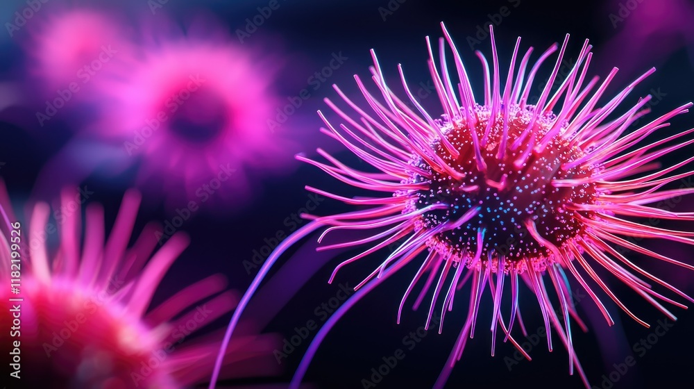 Fototapeta premium Vibrant Microscopic Image of Colorful Microorganisms in Detail