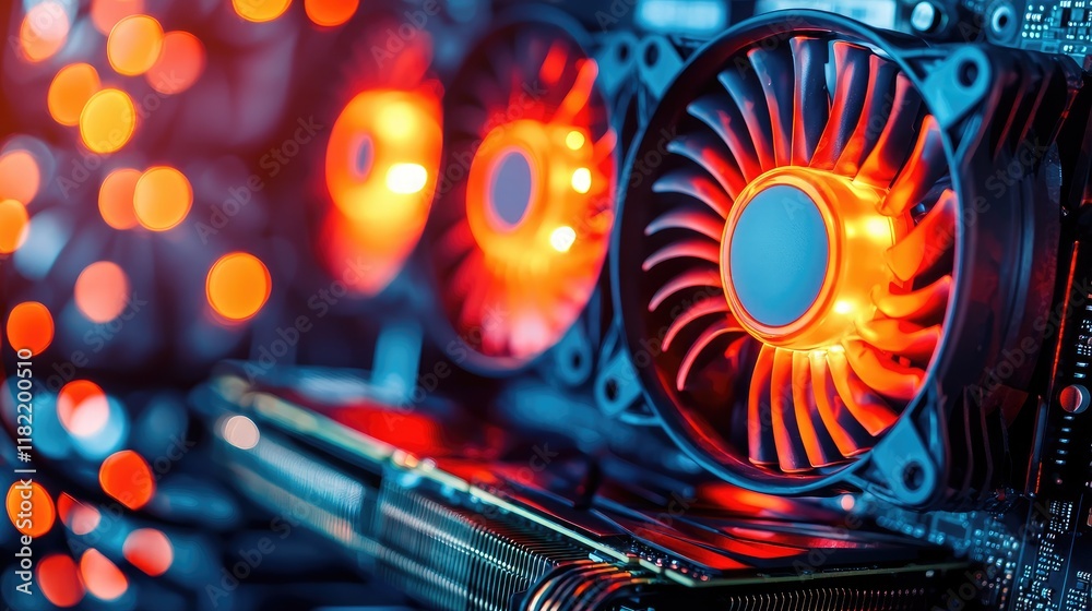 Obraz premium High-Performance Computer Cooling System with LED Lights