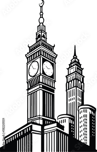 Abraj al bait towers vector on white background 