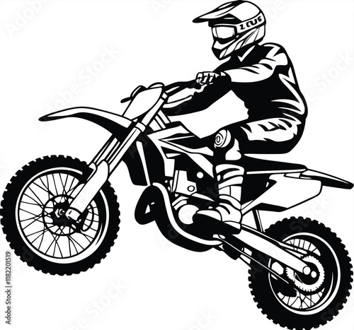 Motocross Rider Extreme Sport Bike Action Graphic Illustration