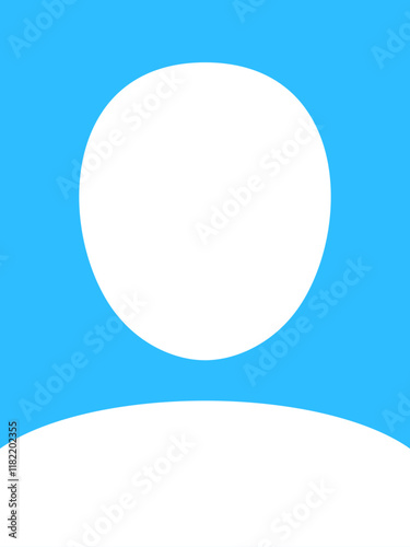 水色の背景に肩から上の人物のシルエットアイコン - 証明写真やポートレートのイメージ素材- 3:4