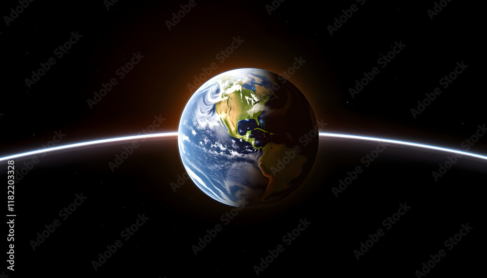 custom made wallpaper toronto digitalPlanet earth in front of the sun on outer space. A 3D illustration photorealistic concept, simple style, with white tones