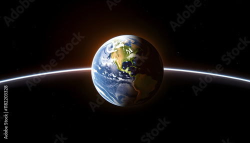 Wallpaper Mural Planet earth in front of the sun on outer space. A 3D illustration photorealistic concept, simple style, with white tones Torontodigital.ca