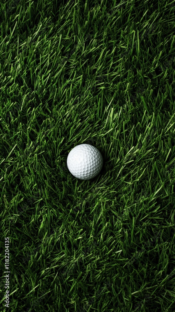 White golf ball resting on a perfectly manicured putting green, embodying leisure, sport, and the precision essential for a successful golf game White golf ball resting on a perfectly manicured putting green, embodying leisure, sport, and the precision essential for a successful golf game