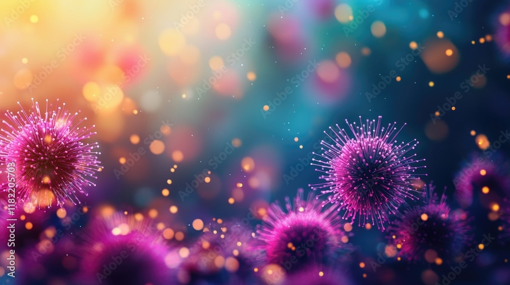 Obraz premium Colorful Abstract Microorganisms with Bokeh Light Background