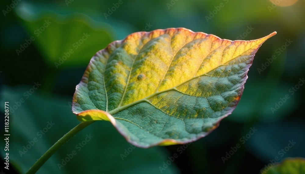 Delicate leaf translucently glowing from within, botanical, natural Delicate leaf translucently glowing from within, botanical, natural