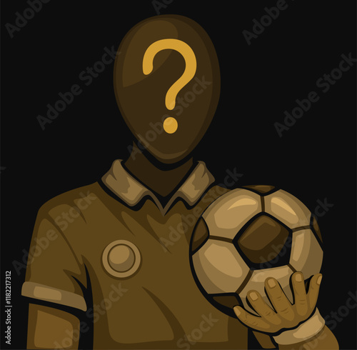 Mysterious Football Player With Question Mark On Head In Dark Background Illustration Vector