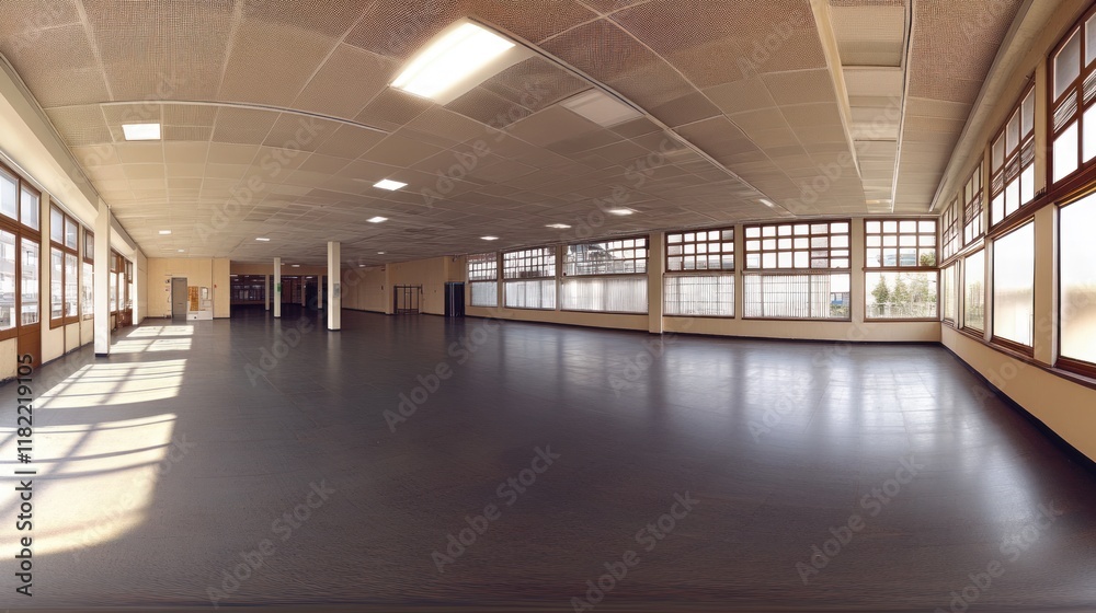 Spacious Empty Hall with Large Windows and Natural Light Spacious Empty Hall with Large Windows and Natural Light