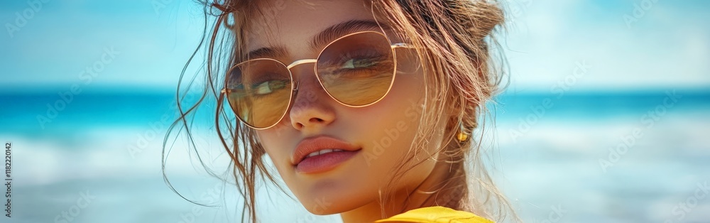 A sunny portrait of a woman in vibrant yellow, embodying carefree joy and vibrant summer energy, perfect for lifestyle or fashion concepts. A sunny portrait of a woman in vibrant yellow, embodying carefree joy and vibrant summer energy, perfect for lifestyle or fashion concepts.