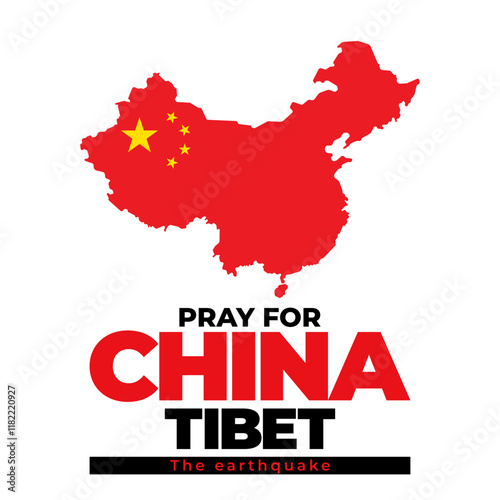 Pray for China Tibet Earthquake  vector illustration.