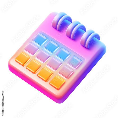 Vibrant 3D Calendar Icon Colorful, Modern, Digital, Schedule, Appointment, Planner, Reminder, Organi photo