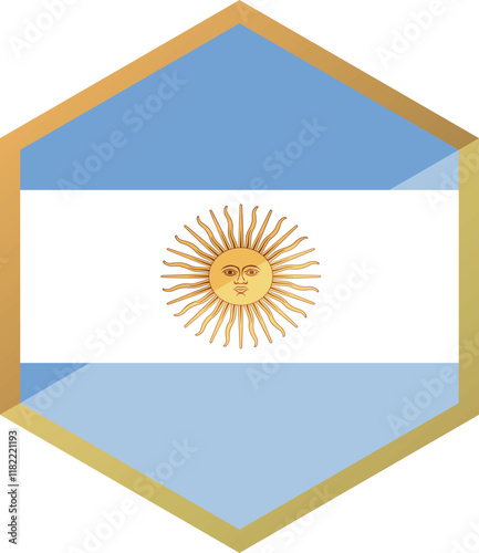 Argentina flag in hexagon shape icon