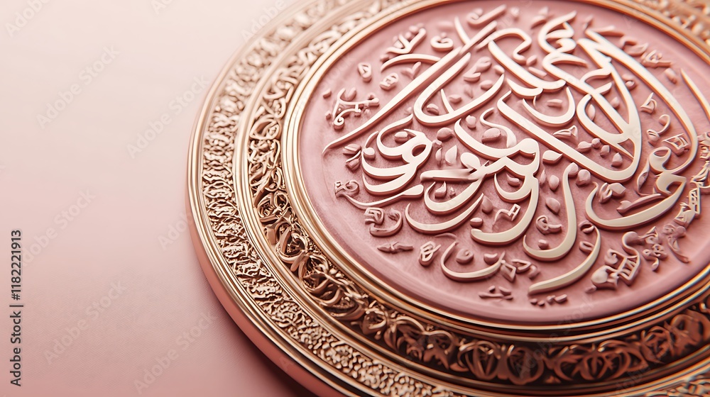 Obraz premium Elegant Rose Gold Plaque With Intricate Arabic Calligraphy