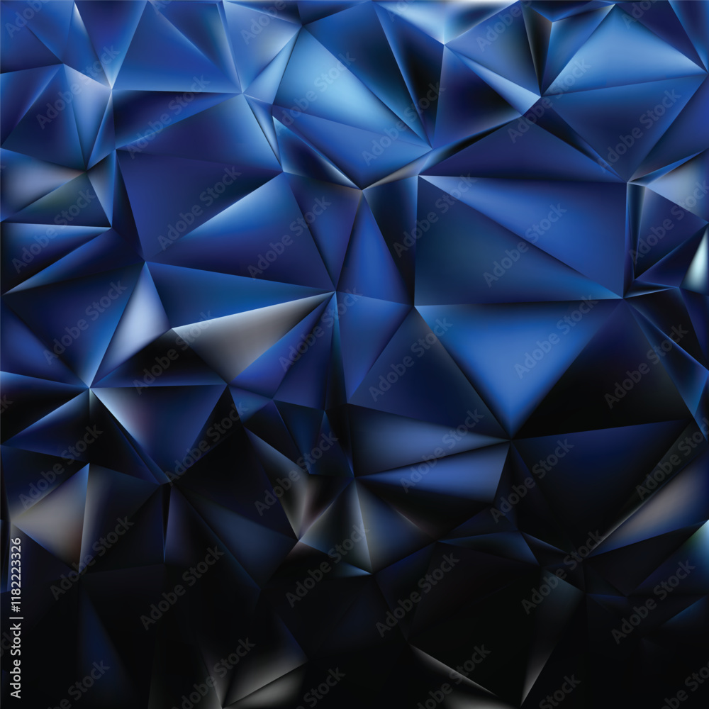 Fototapeta premium Abstract Blue Black Polygon Triangle Background