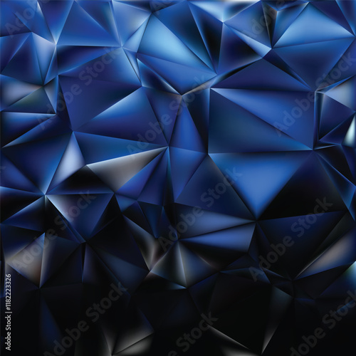 Abstract Blue Black Polygon Triangle Background