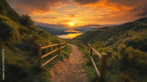 Scenic Mountain Path at Sunset