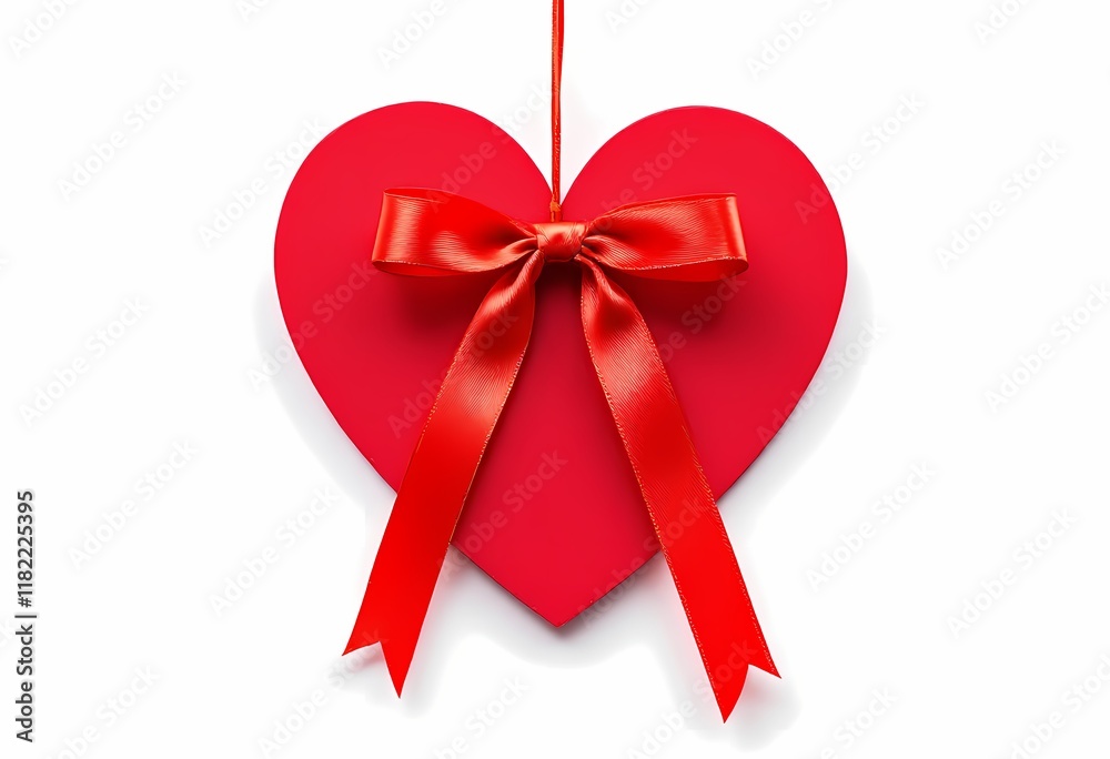 Red Heart Shaped Ornament with Bow for Romance and Celebration Red Heart Shaped Ornament with Bow for Romance and Celebration