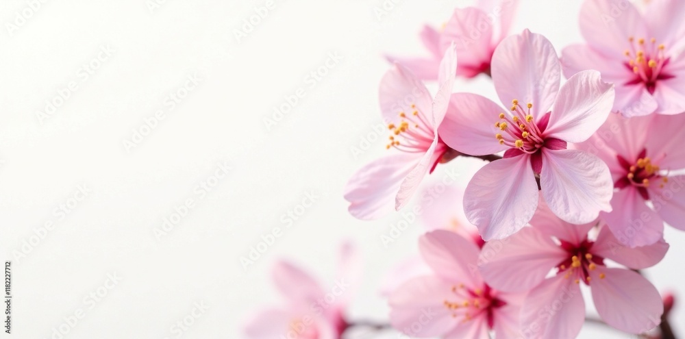 Delicate pink blossoms against a soft white background, fluffy, light, blossom Delicate pink blossoms against a soft white background, fluffy, light, blossom
