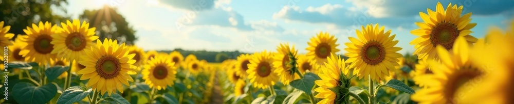 Delicate sunflowers towering over the garden landscape, summer, floral Delicate sunflowers towering over the garden landscape, summer, floral