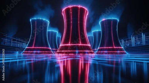 The visualization of energy transfer in a futuristic nuclear reactor,