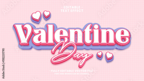Valentine day editable text effect, 3D pink text effect