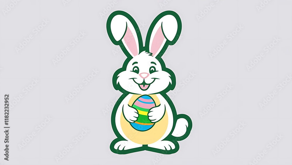 Obraz premium Easter bunny with easter egg cartoon style