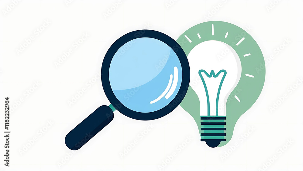 Light bulb with magnifying glass concept idea Light bulb with magnifying glass concept idea