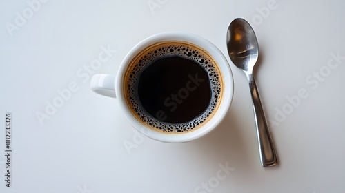 Coffee brewing process kitchen table beverage photography minimalist environment top-down view coffee culture