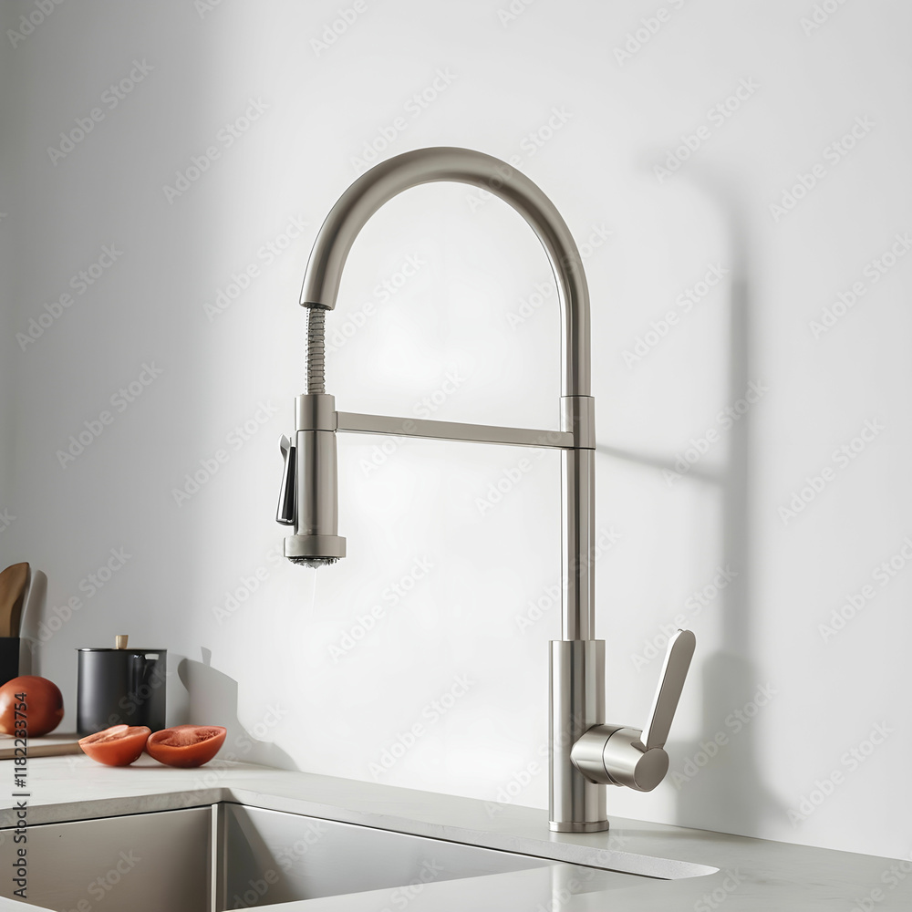 Kitchen faucet with near a white wall Kitchen faucet with near a white wall