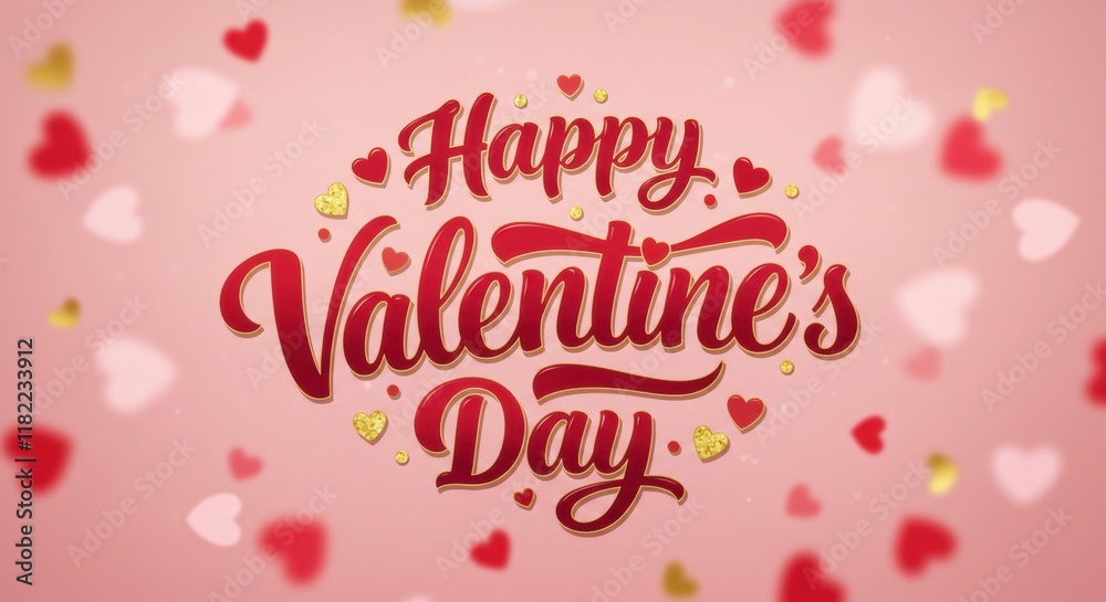 Valentine's Day: A vibrant display of hearts scattered over a soft pastel background, with the words Valentine's Day: A vibrant display of hearts scattered over a soft pastel background, with the words
