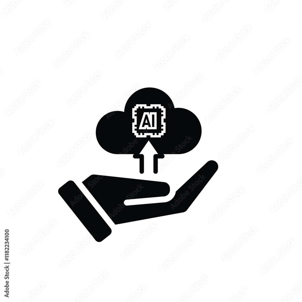 ai icon. Cloud Computing in hand, Outline icons include network, Download and Upload. for computers, technology. Solid design style. vector design template ai icon. Cloud Computing in hand, Outline icons include network, Download and Upload. for computers, technology. Solid design style. vector design template