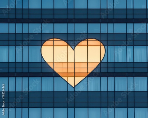Wallpaper Mural Skyscraper windows forming a glowing heart pattern, celebrating love in a bustling cityscape Torontodigital.ca