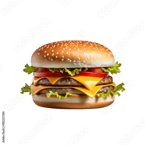 cheeseburger and crispy fried chicken png, with on transparent background