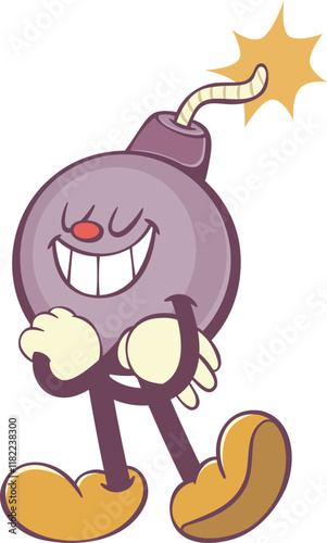 Bomb mascot retro groovy character