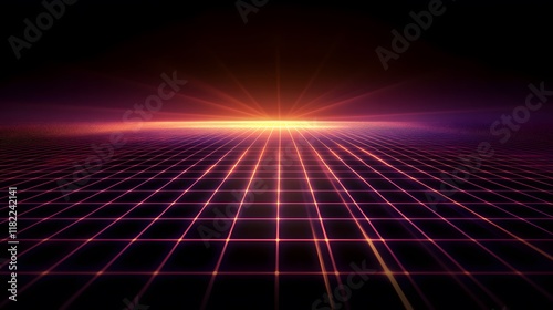 Wallpaper Mural Futuristic grid landscape digital world abstract art virtual environment panoramic view conceptual design for seo impact Torontodigital.ca