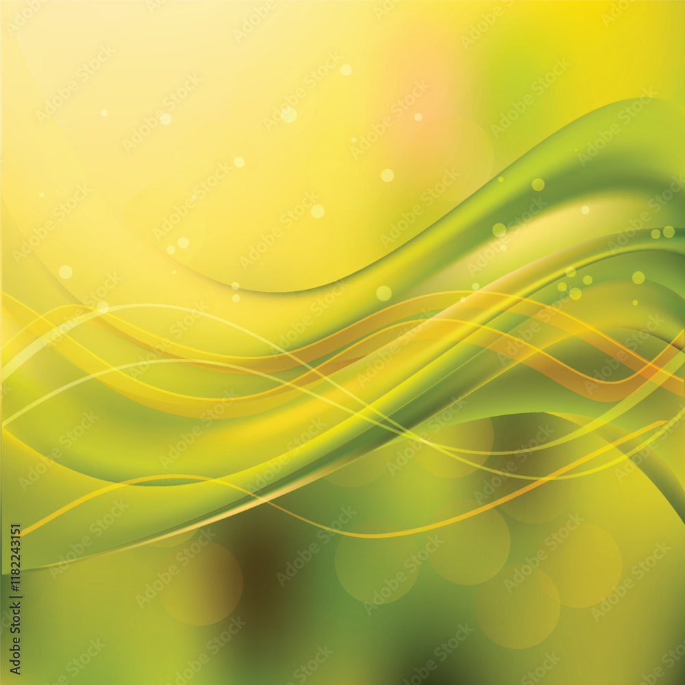 Obraz premium Yellow Green Wave Background Vector