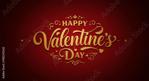 Wallpaper Mural Happy Valentine's Day: A striking design on a red background, celebrating love. The calligraphy art adds a touch of sophistication and elegance. Torontodigital.ca