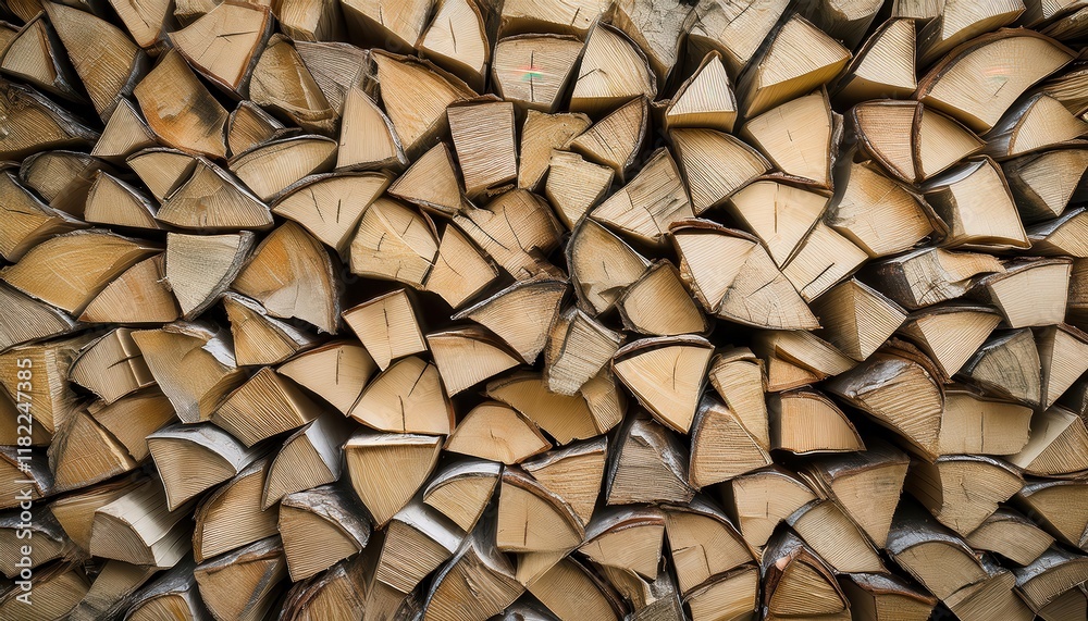 neatly stacked split firewood showing natural wooden texture and radial grain pattern for backgrounds or rustic design concepts neatly stacked split firewood showing natural wooden texture and radial grain pattern for backgrounds or rustic design concepts