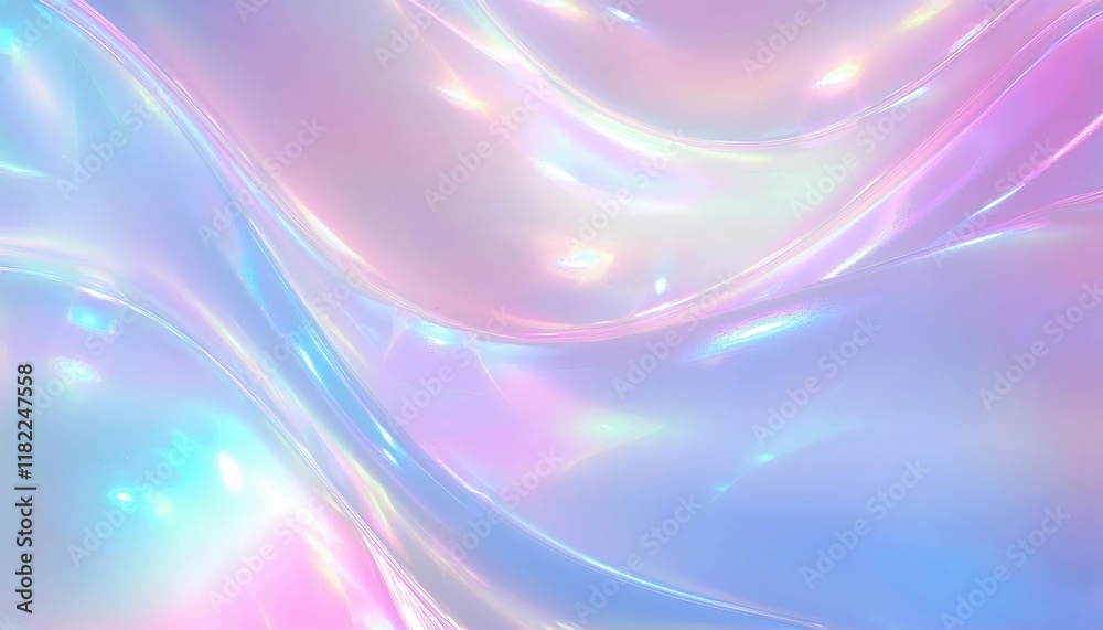Obraz premium iridescent pastel fluid waves in holographic light, abstract background for futuristic design, art projects, or digital textures