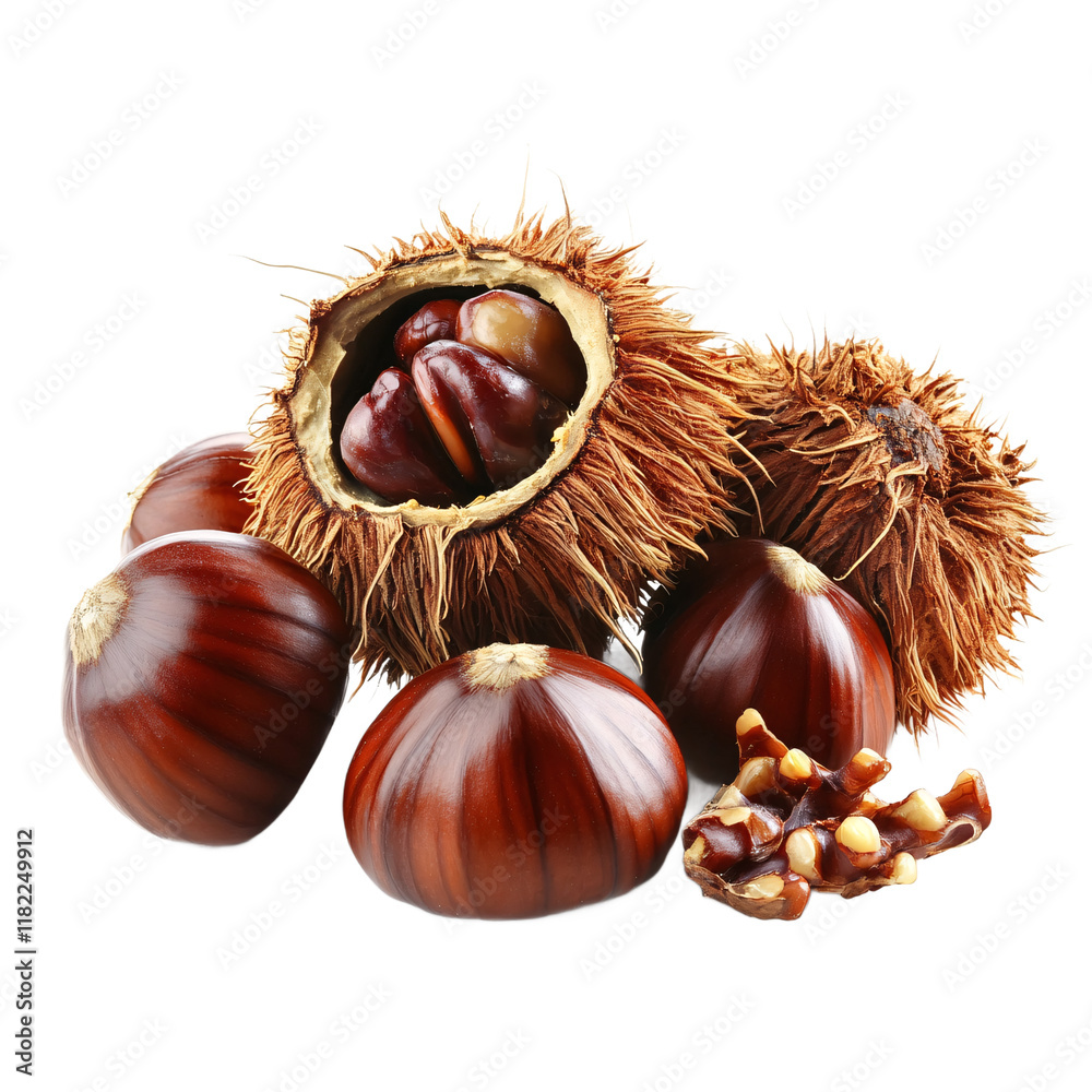 Hazelnuts isolated on transparent background Hazelnuts isolated on transparent background