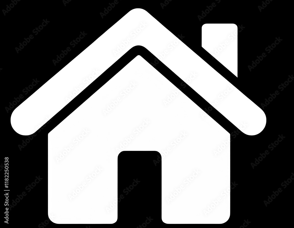 Icono simple de una casa blanca sobre fondo negro Icono simple de una casa blanca sobre fondo negro