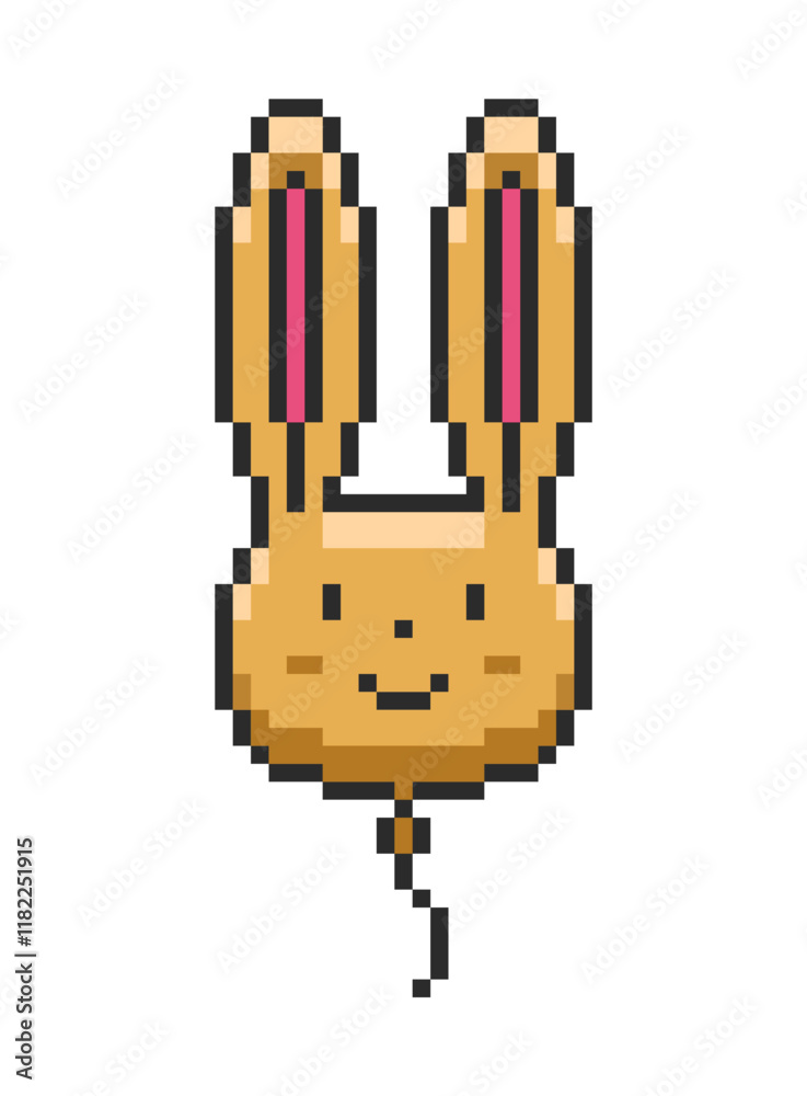 Balloon shaped like rabbit's head. Vector illustration in pixel style. Balloon shaped like rabbit's head. Vector illustration in pixel style.