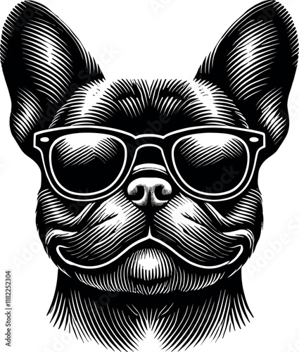 French Bulldog Dog Face Vector Black Silhouette Cricut Design for Crafts photo