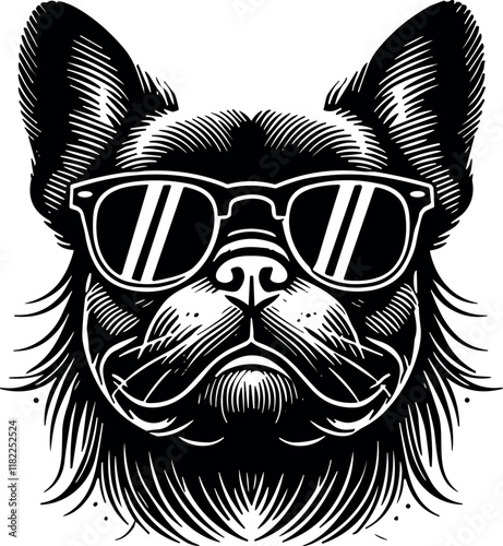 French Bulldog Dog Face Vector Black Silhouette Cricut Design for Crafts photo