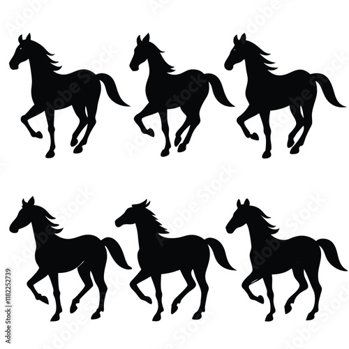 horse 6 set cowboy silhouette mammal animal 