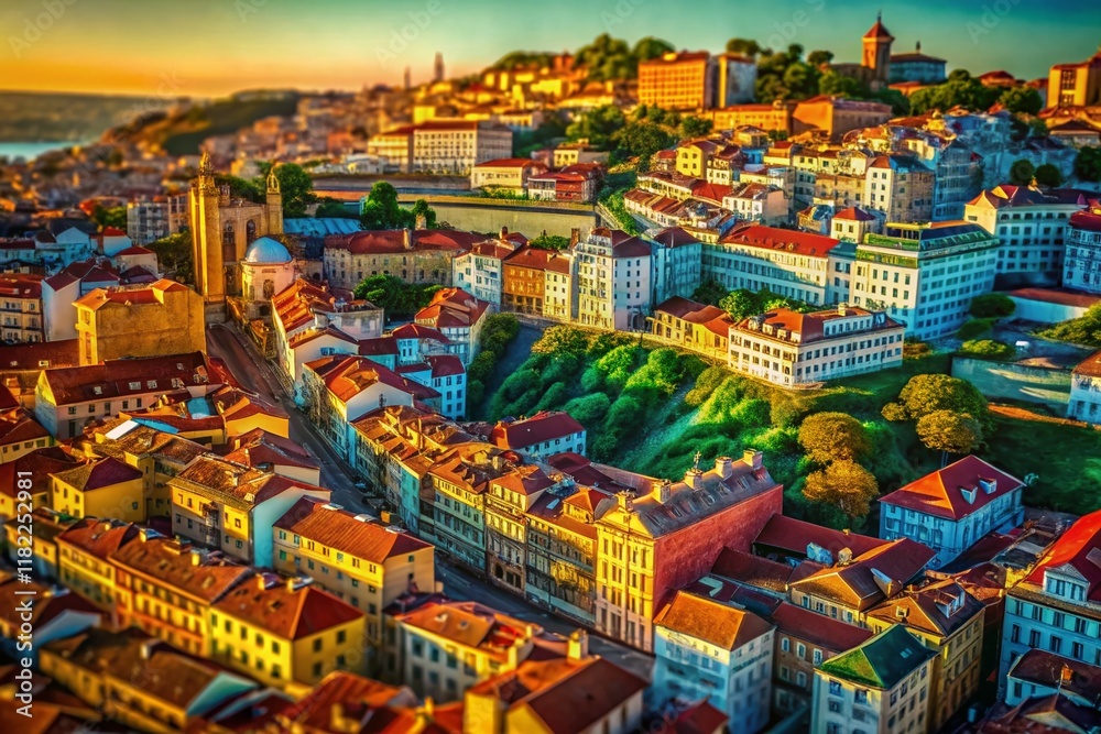 Naklejka premium Urban Exploration Portugal: Shaded Relief Map of Elevated Lisbon Streets